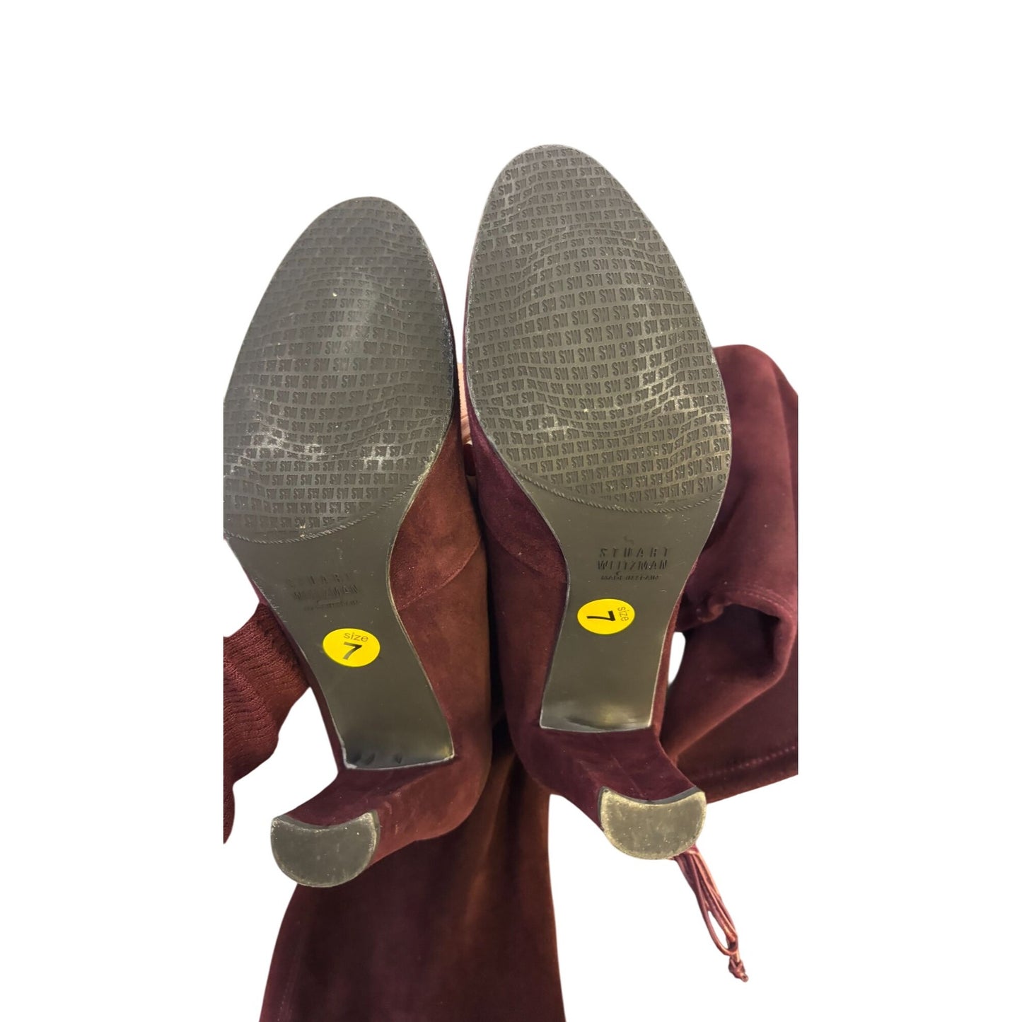 Stuart Weitzman Suede Over-The-Knee Boots In Wine With Block Heel Size 7