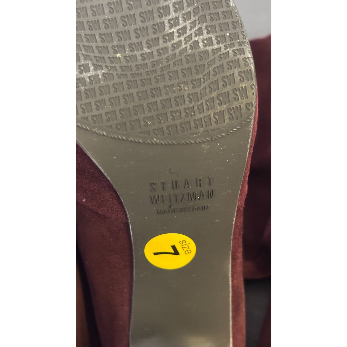 Stuart Weitzman Suede Over-The-Knee Boots In Wine With Block Heel Size 7