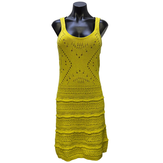 House Of Harlow Yellow Crochet Sleeveless Dress M