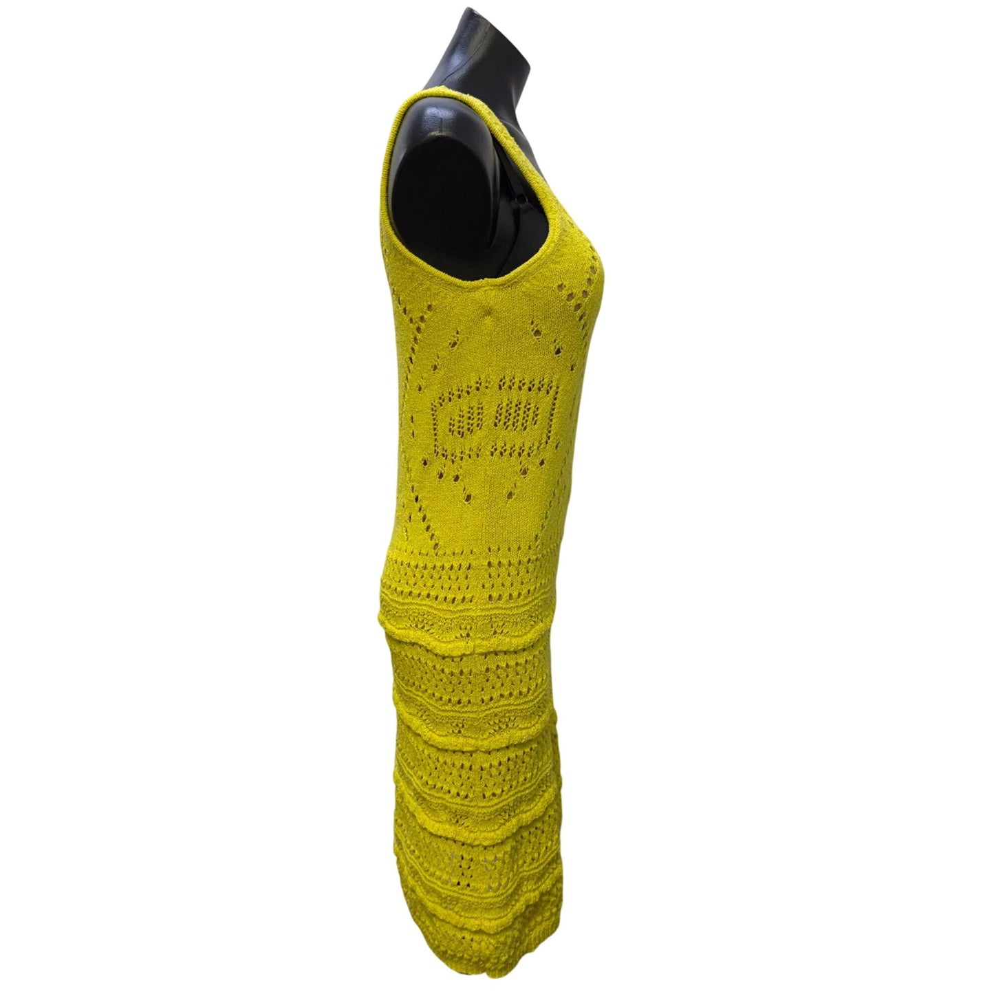 House Of Harlow Yellow Crochet Sleeveless Dress M