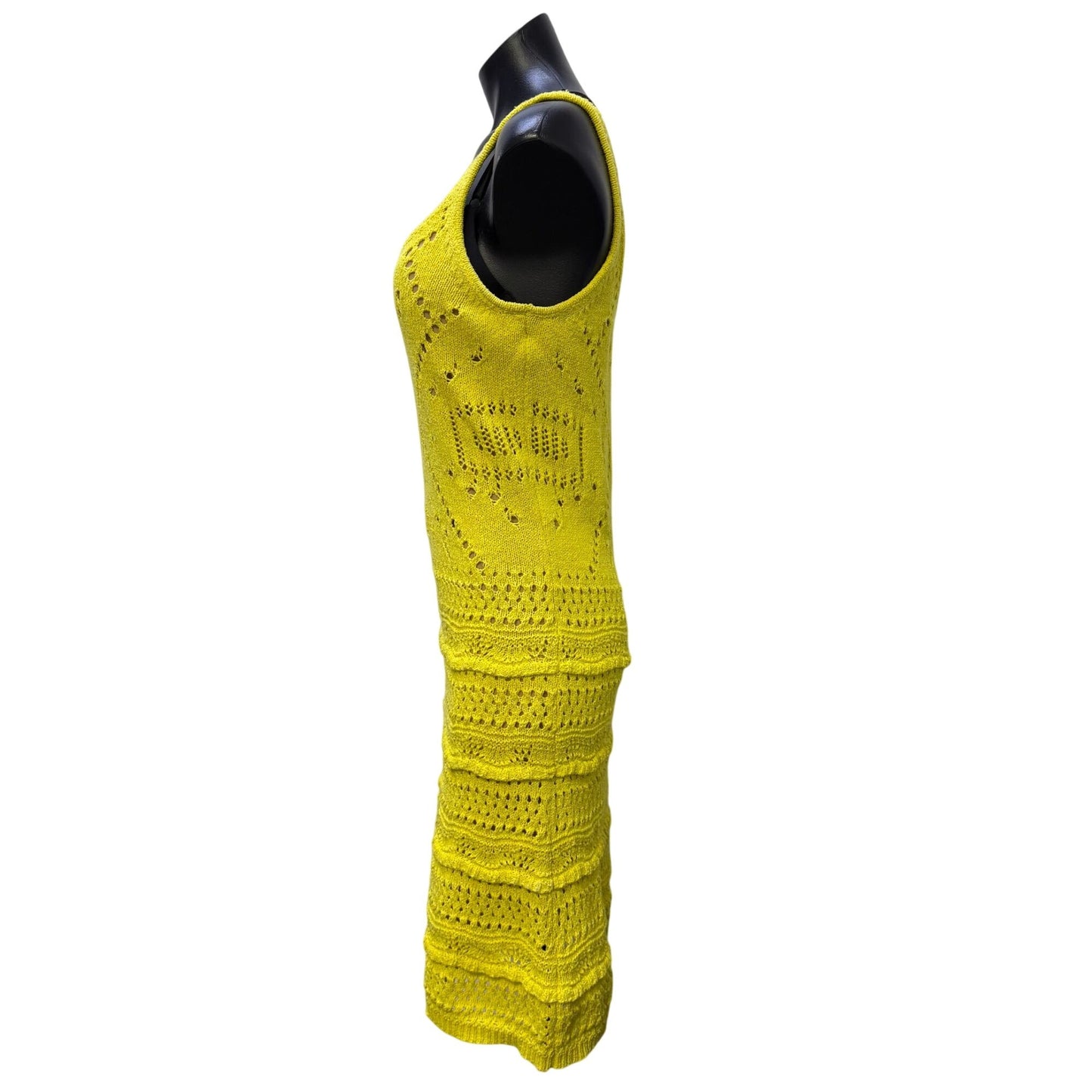 House Of Harlow Yellow Crochet Sleeveless Dress M