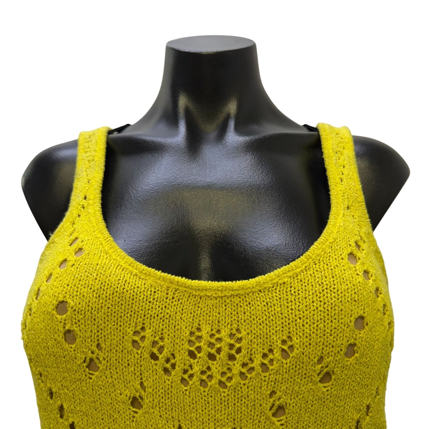 House Of Harlow Yellow Crochet Sleeveless Dress M