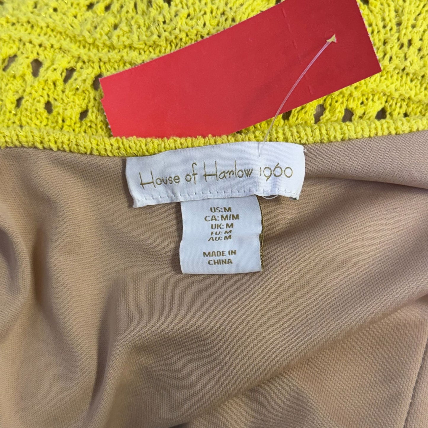 House Of Harlow Yellow Crochet Sleeveless Dress M