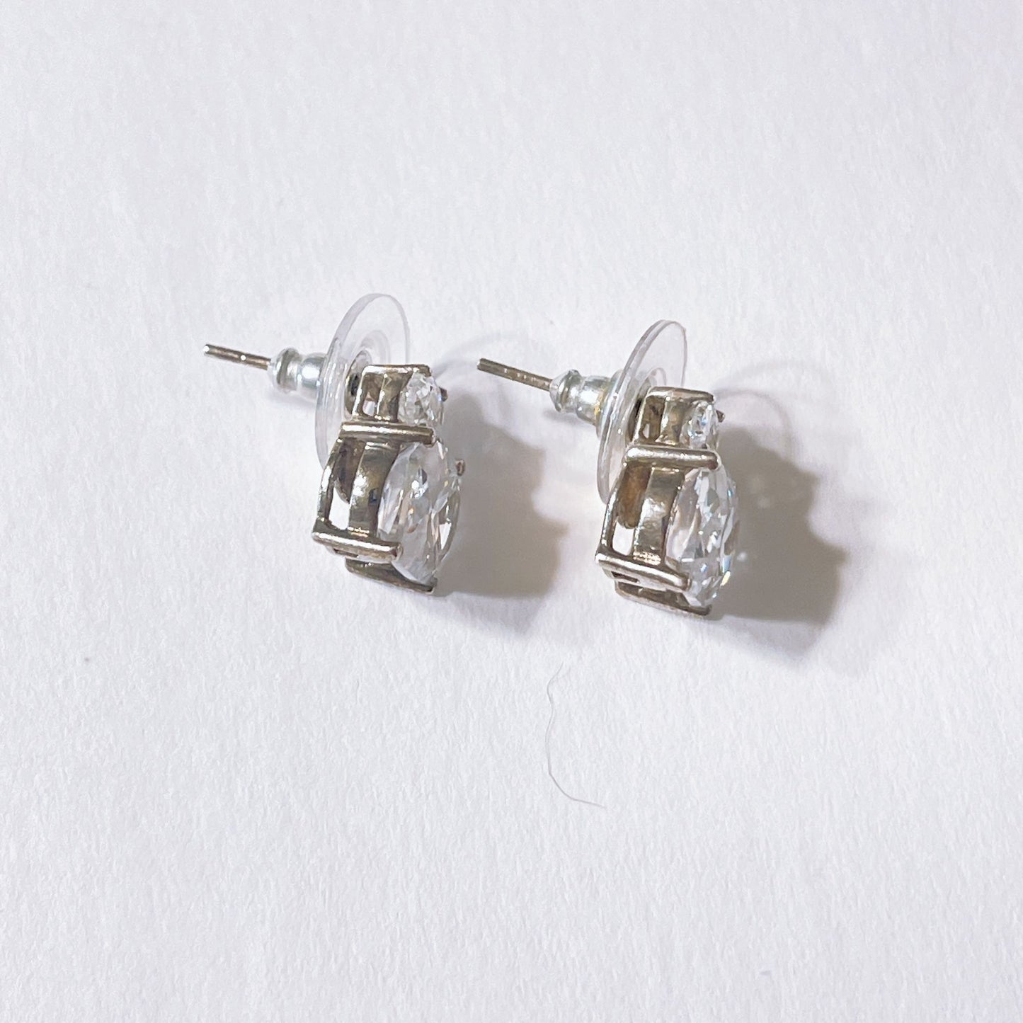 Sterling Silver Round & Cushion-Cut Rhinestone Stud Earrings L