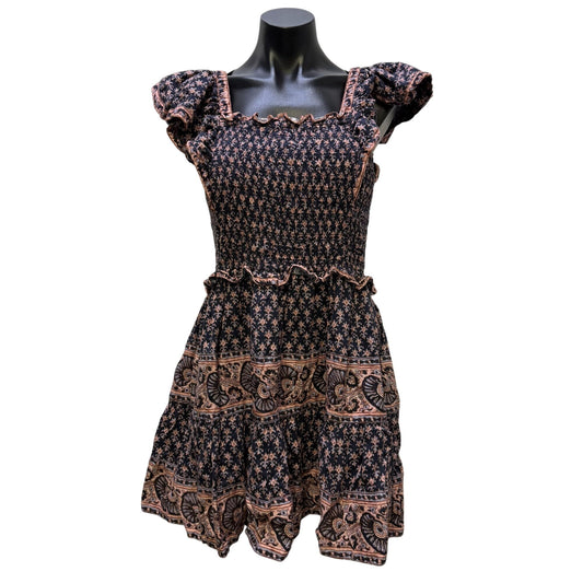 Sea New York Floral Smocked Ruffle Mini Dress Purple & Pink Cotton S