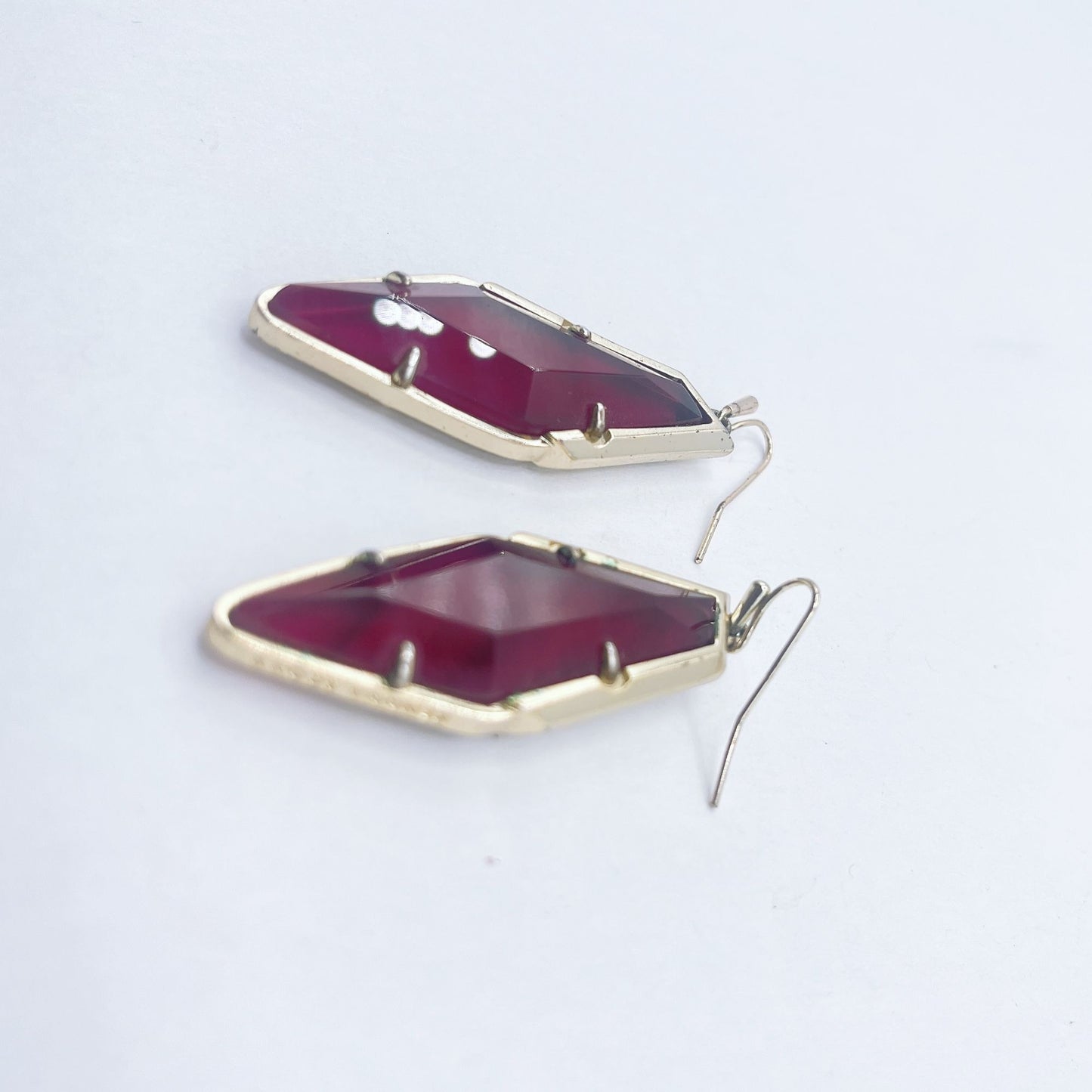 Kendra Scott Ruby Red Glass Geometric Gold Tone Drop Earrings