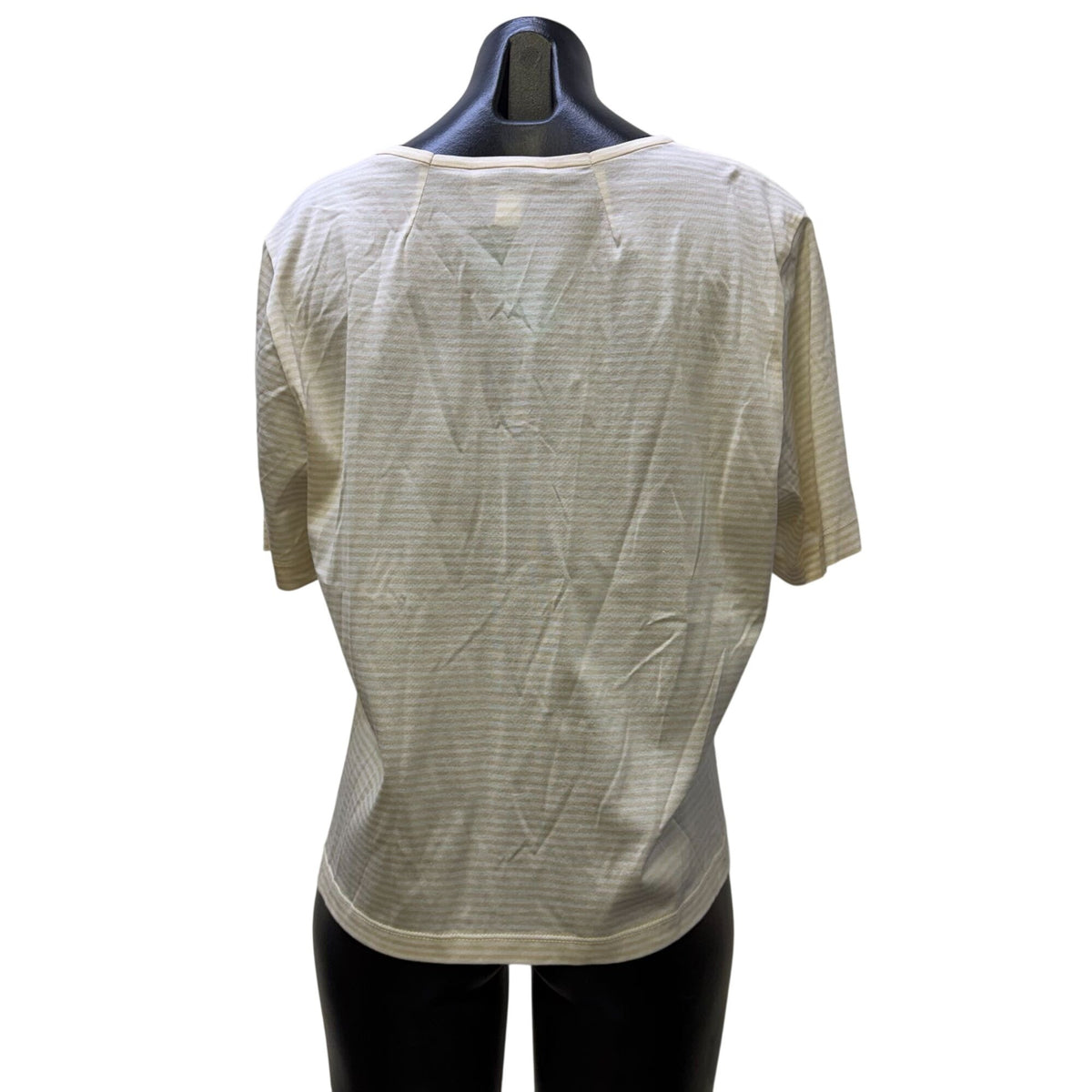 St. John Sport Cream White Striped Cotton Blouse XL