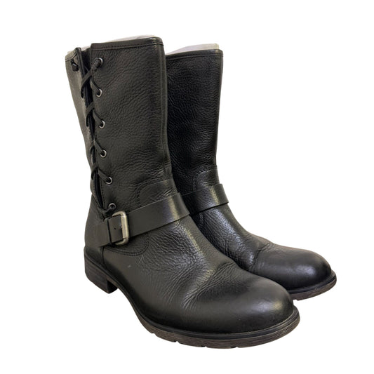 NWB Sofft Leather Lace-Up & Zip Black Boots Size 8