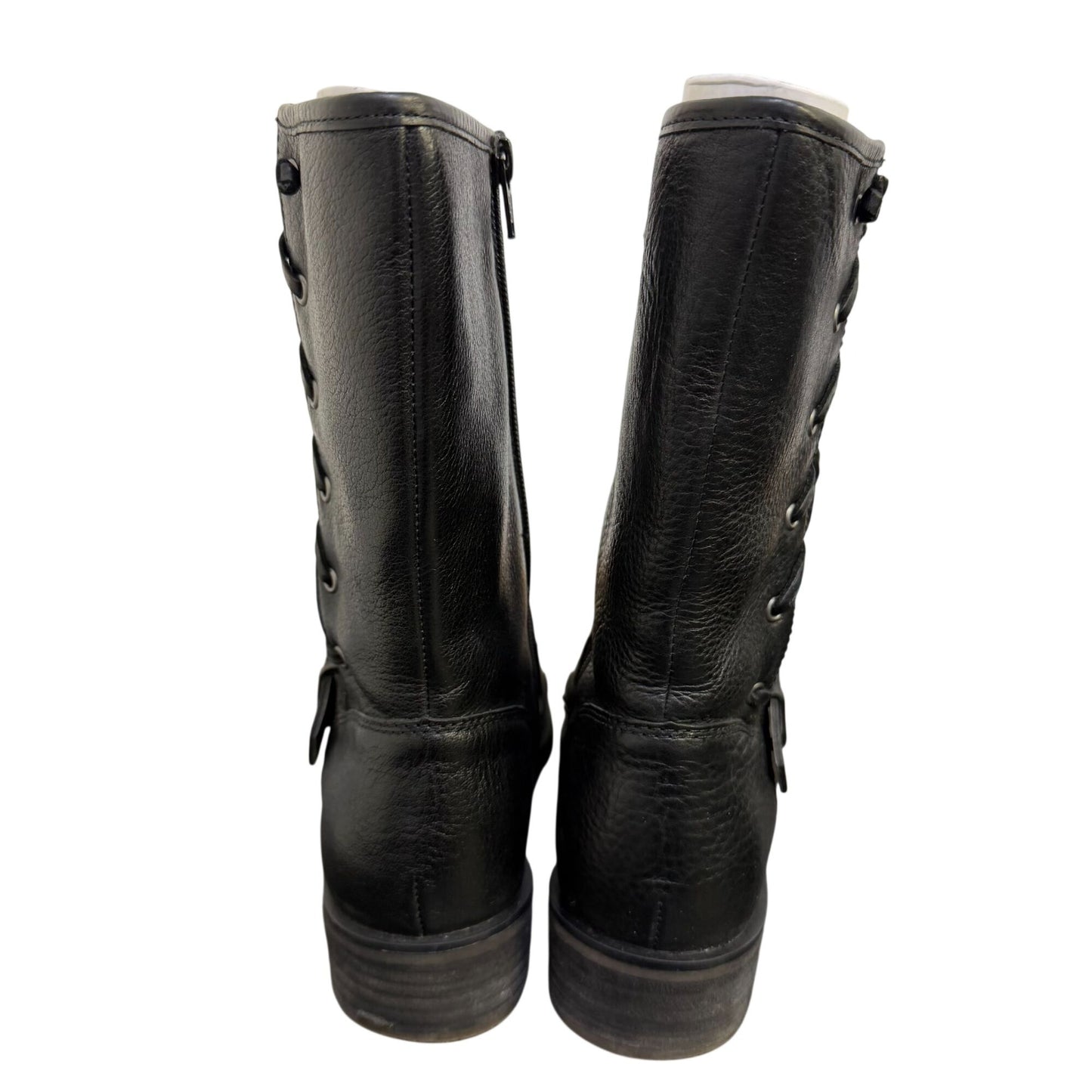 NWB Sofft Leather Lace-Up & Zip Black Boots Size 8