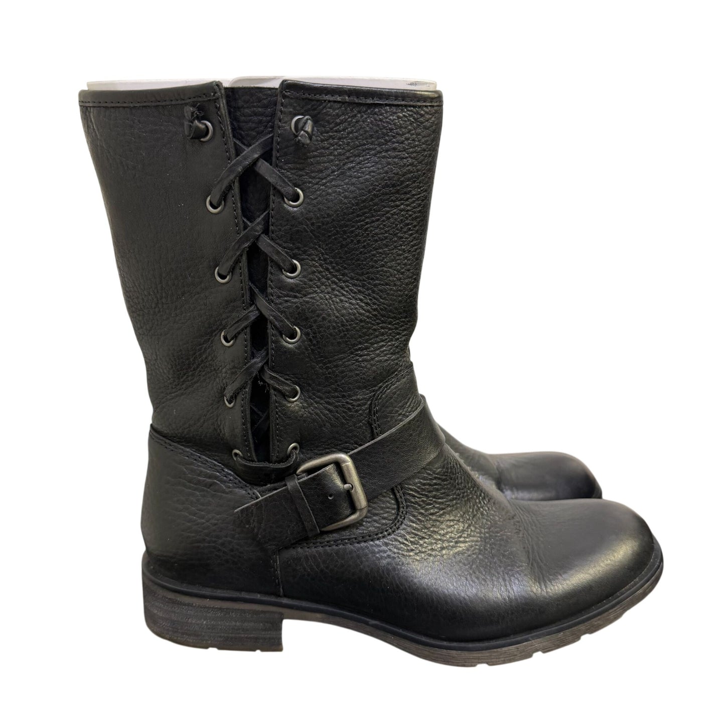 NWB Sofft Leather Lace-Up & Zip Black Boots Size 8