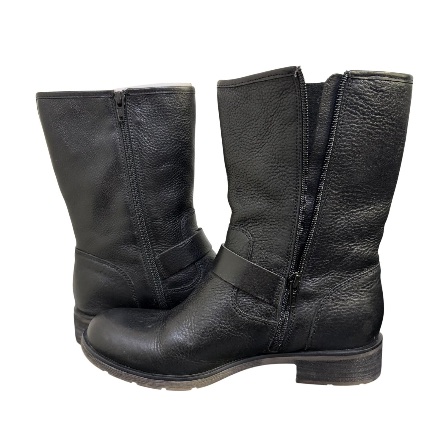 NWB Sofft Leather Lace-Up & Zip Black Boots Size 8