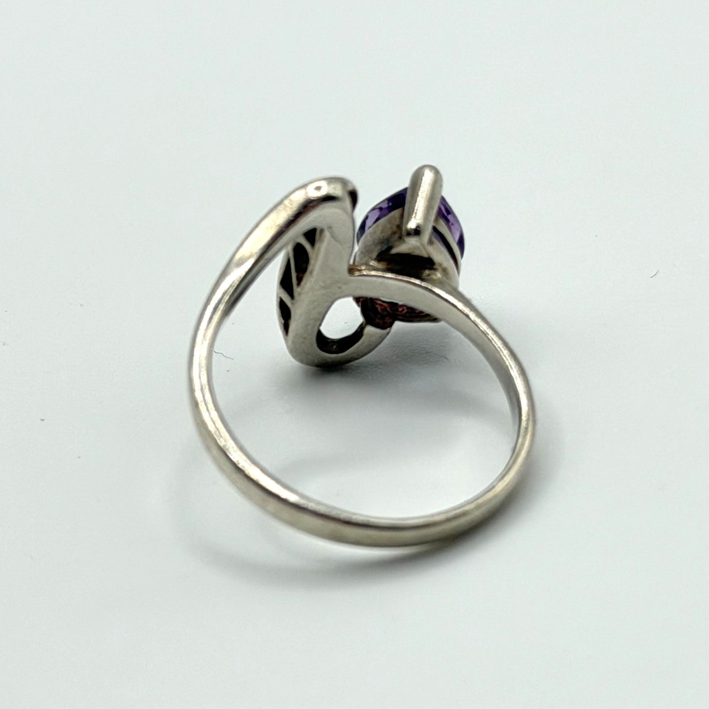 925 Sterling Silver Amethyst Teardrop Ring Size 9