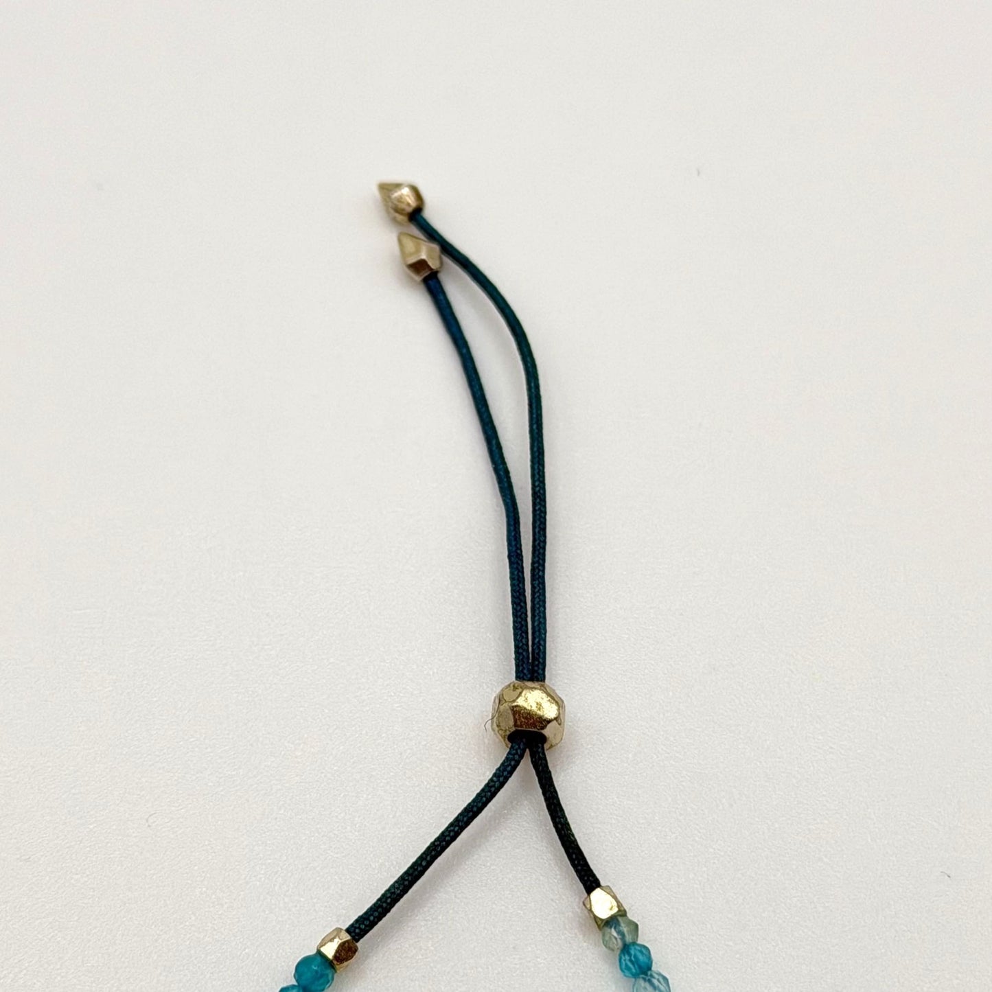 Kendra Scott Blue Beaded Adjustable Bracelet With Gold Oval Stone Accent