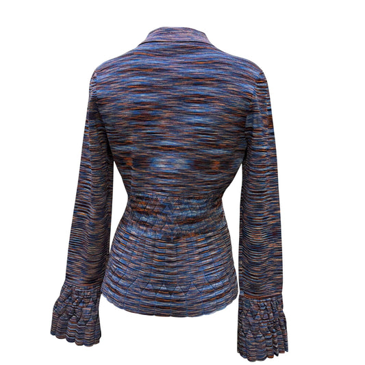 Jonathan Simkhai Multicolor Long Sleeve Smocked Blouse L