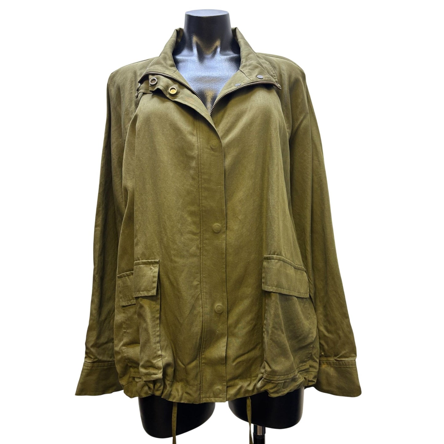 NWT Eileen Fisher Green Linen Blend Jacket Size L