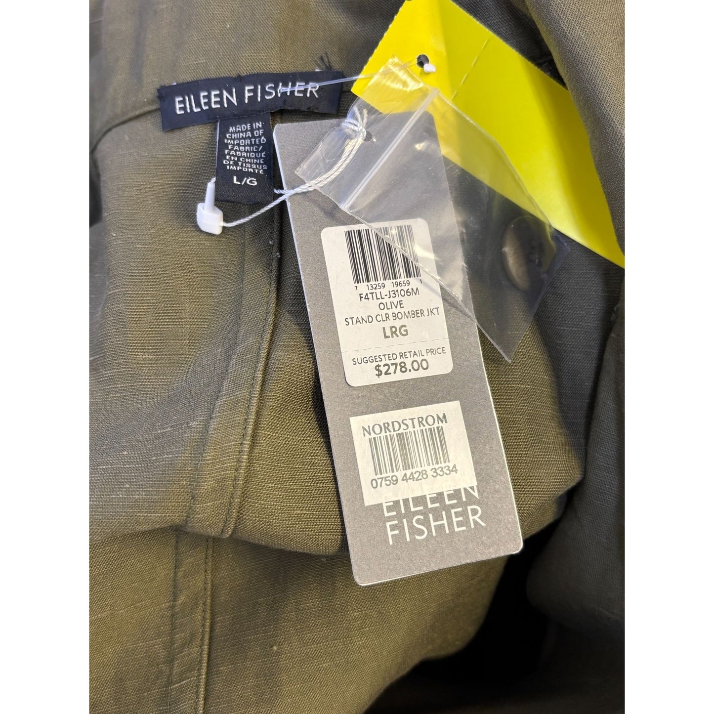 NWT Eileen Fisher Green Linen Blend Jacket Size L