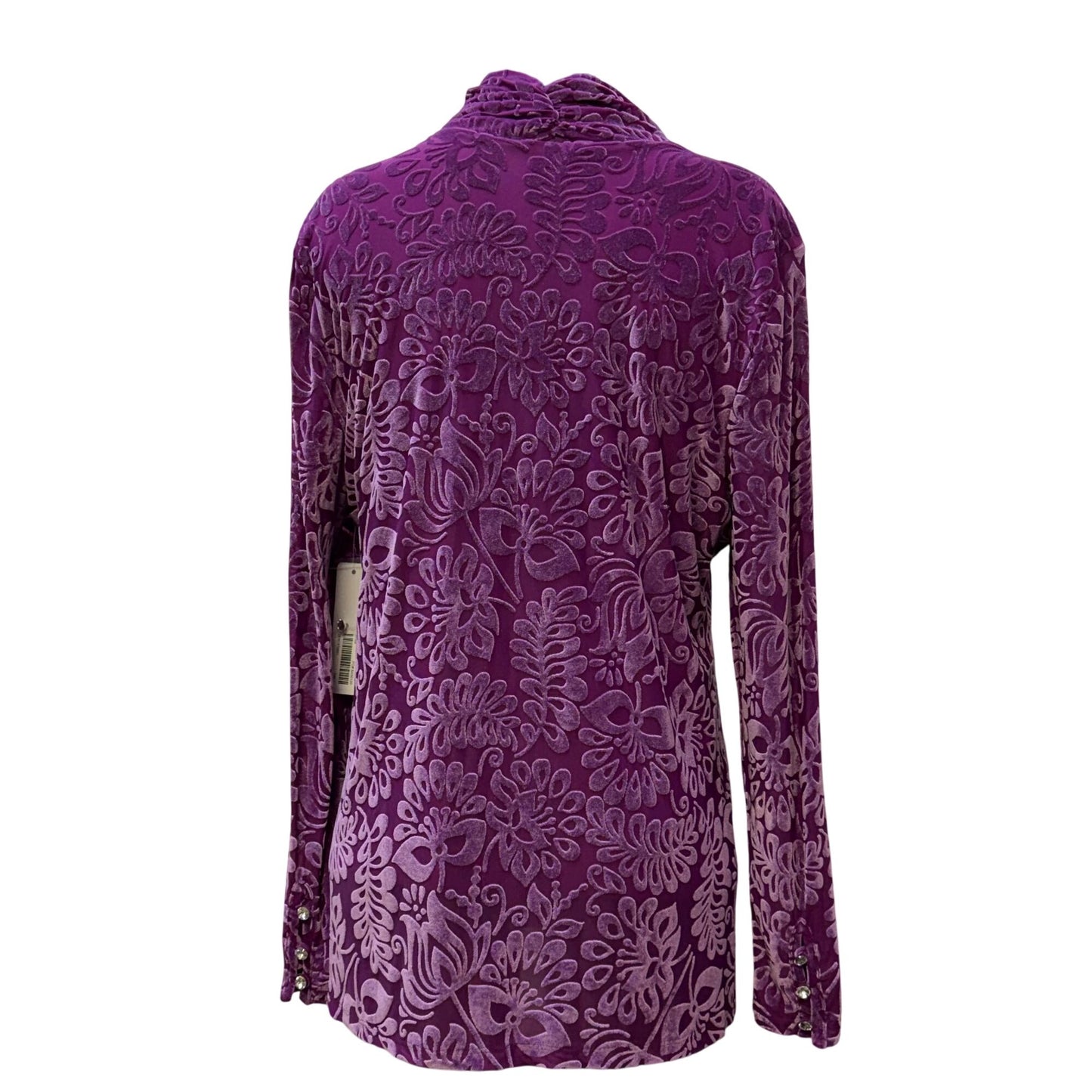 Soft Surroundings Purple Floral Burnout Velvet Blouse  L