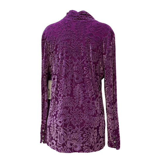 Soft Surroundings Purple Floral Burnout Velvet Blouse  L