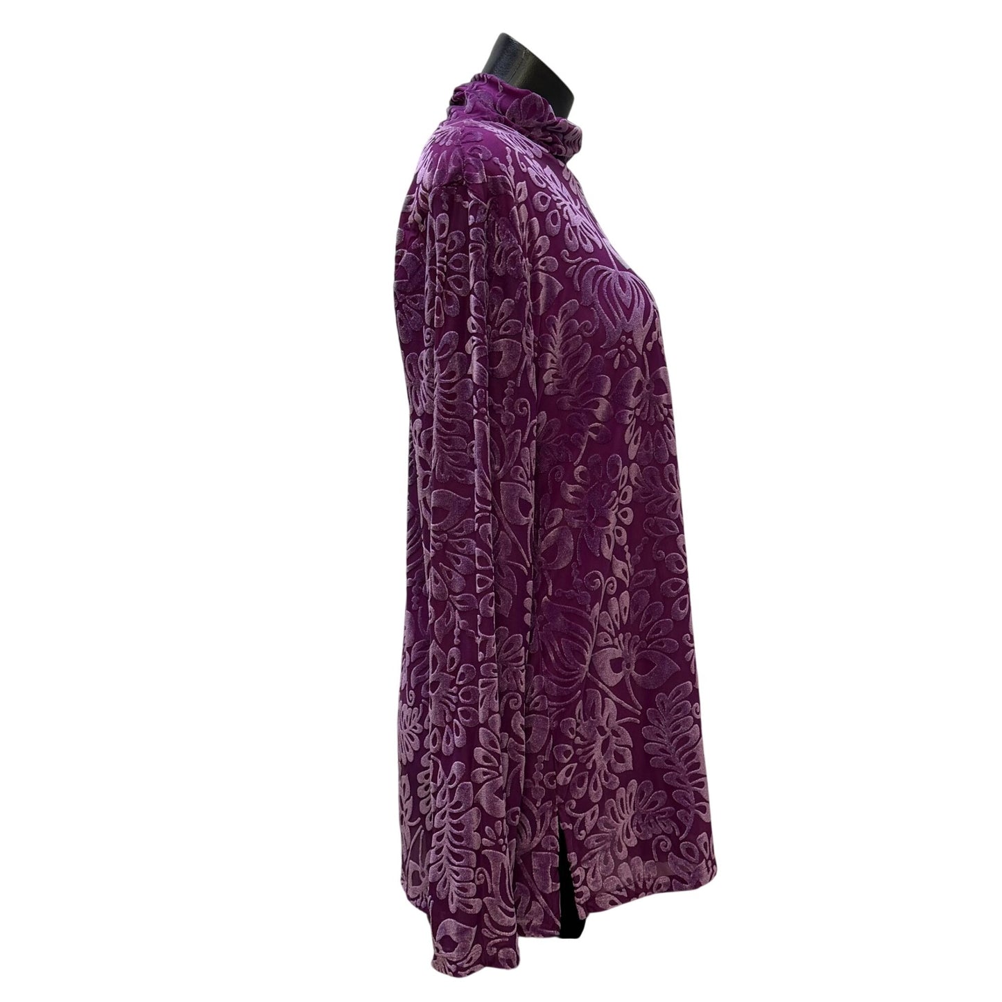 Soft Surroundings Purple Floral Burnout Velvet Blouse  L