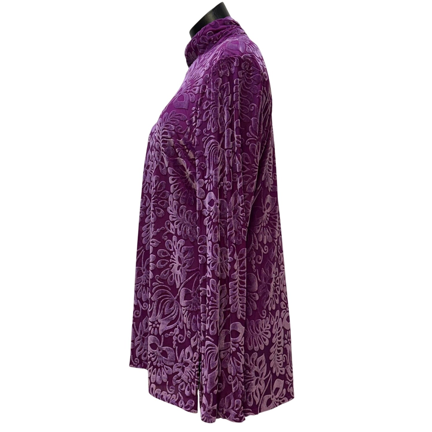 Soft Surroundings Purple Floral Burnout Velvet Blouse  L