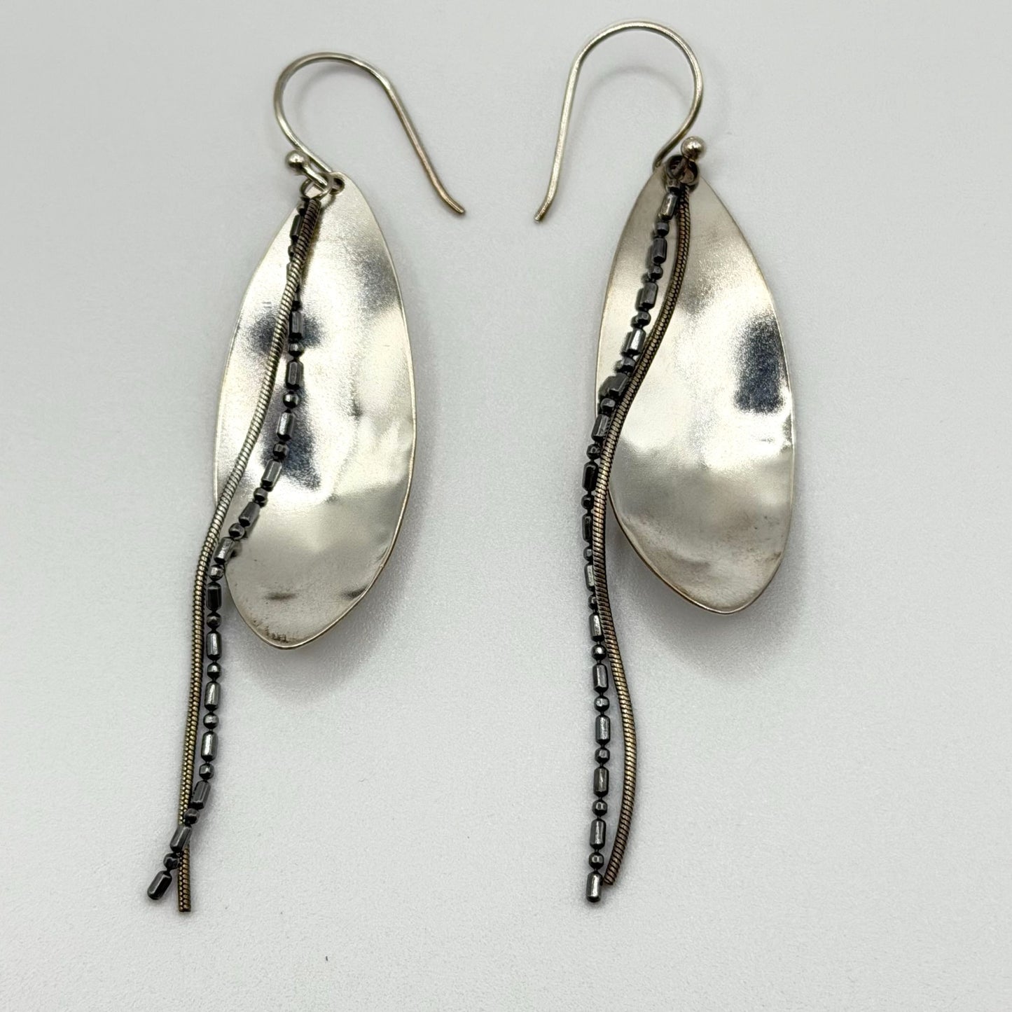 925 Sterling Silver Silpada Dangle Earrings With Bead & Chain Accents