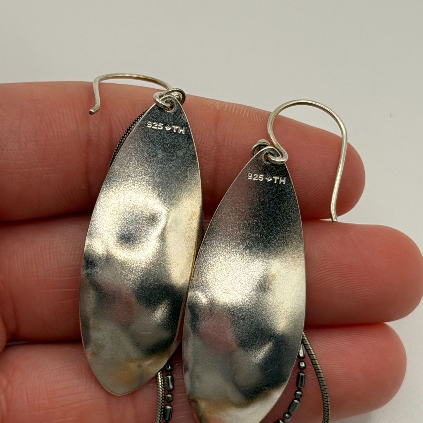 925 Sterling Silver Silpada Dangle Earrings With Bead & Chain Accents