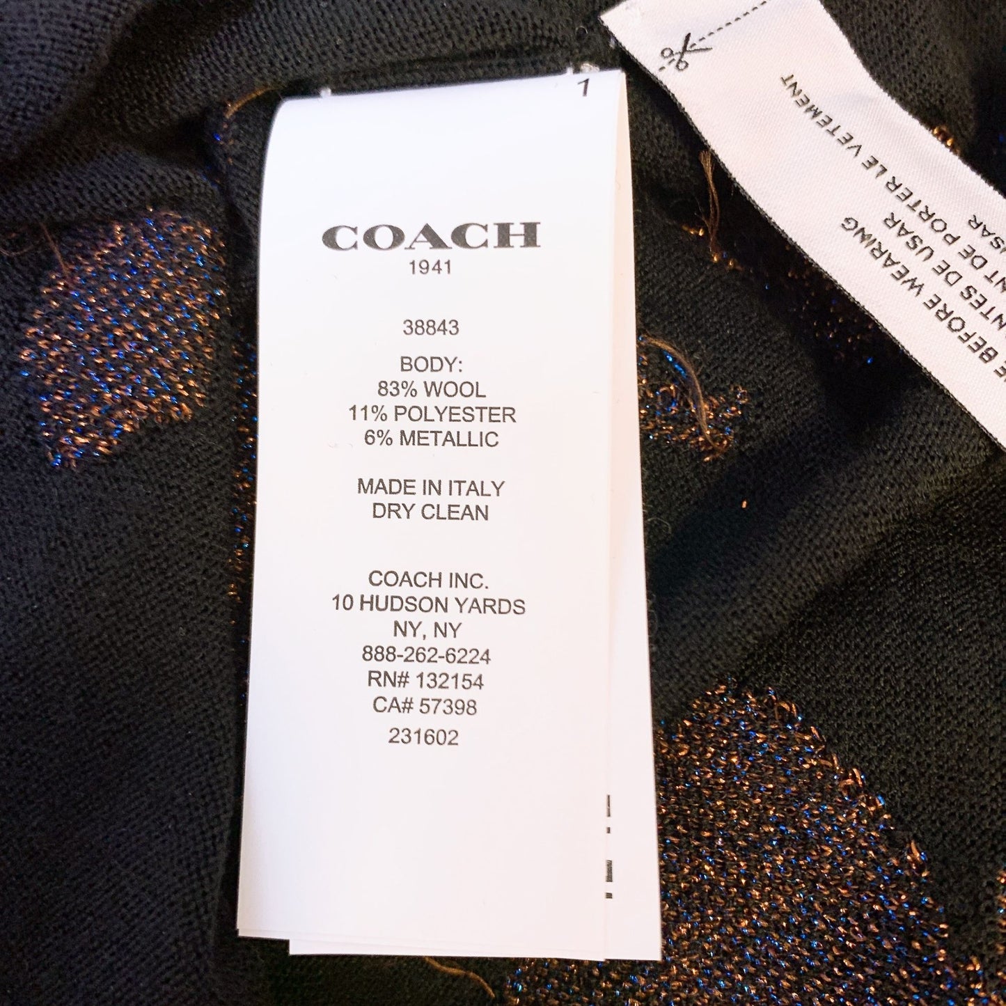 Coach Floral Embroidered Black Turtleneck Sweater L