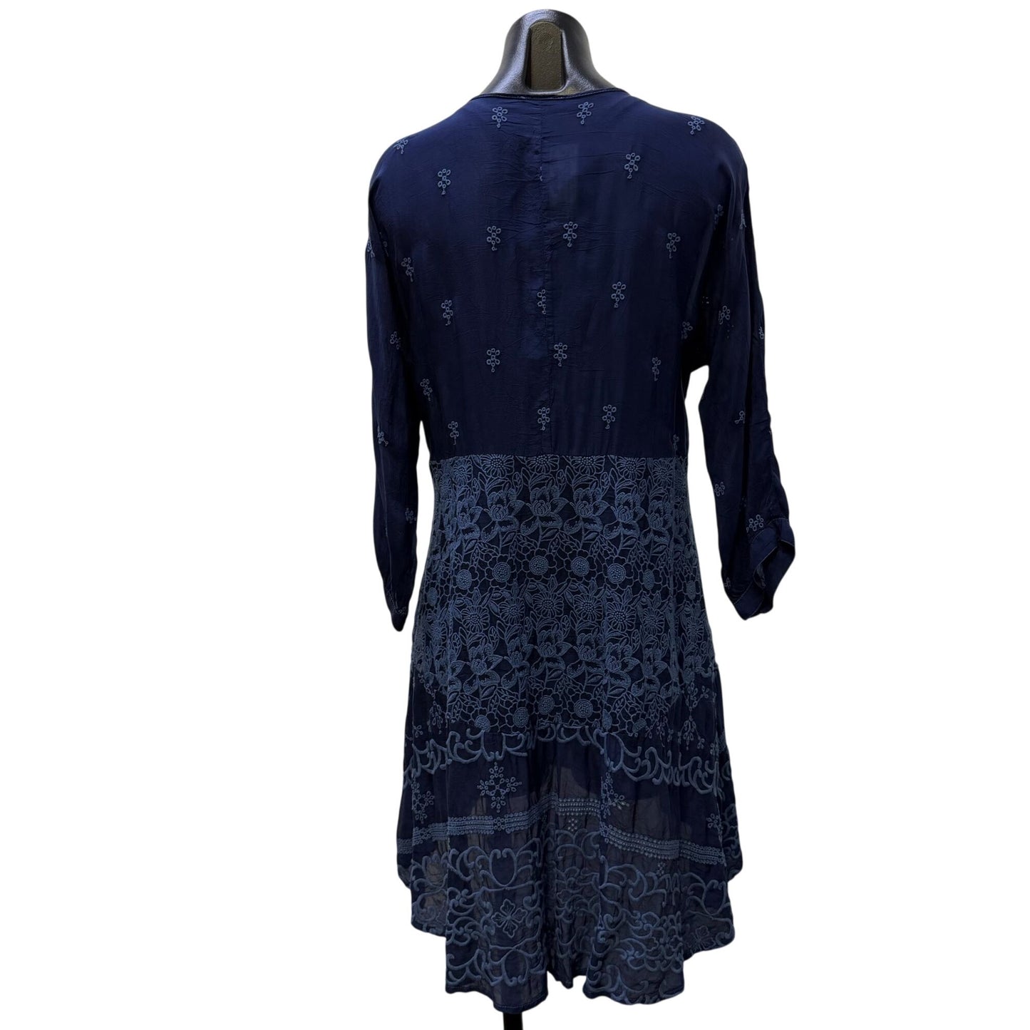 Johnny Was Navy Embroidered Tunic Dress S