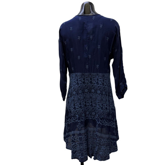 Johnny Was Navy Embroidered Tunic Dress S