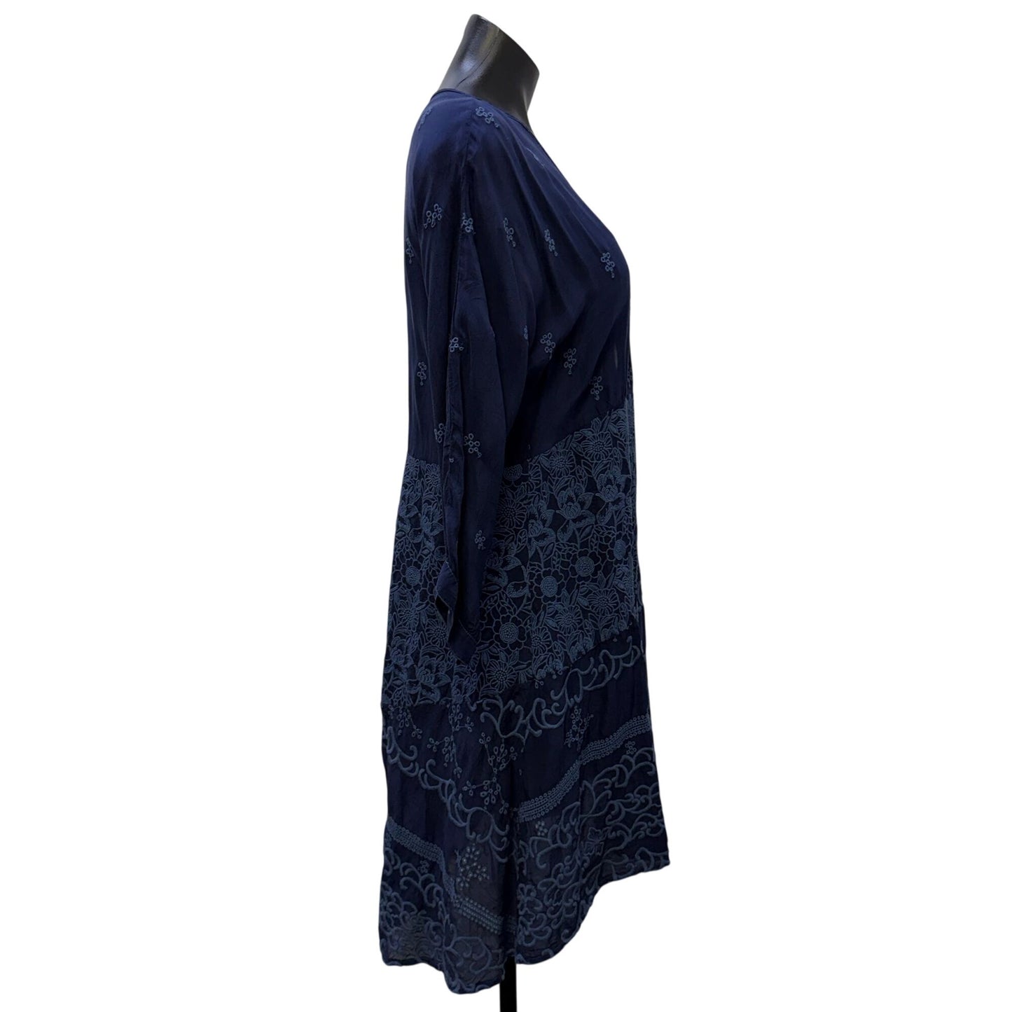 Johnny Was Navy Embroidered Tunic Dress S