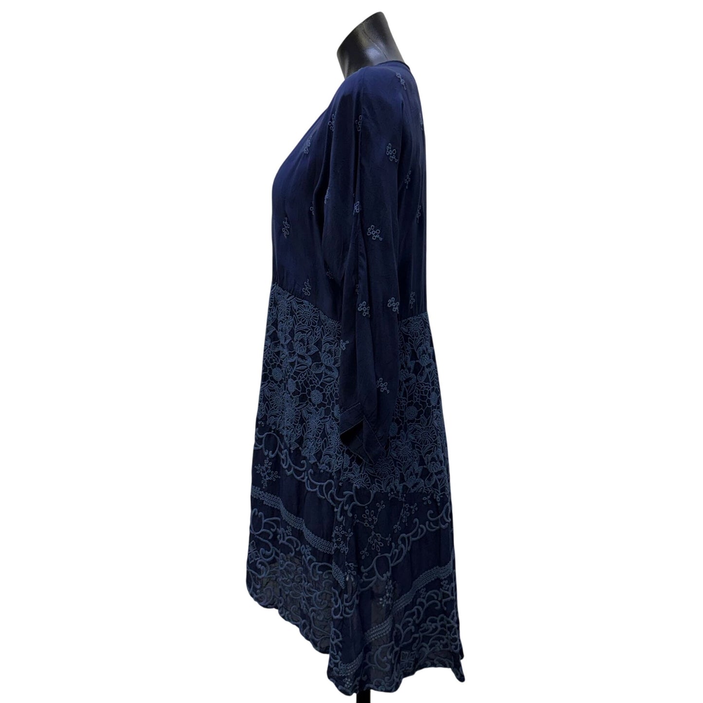 Johnny Was Navy Embroidered Tunic Dress S