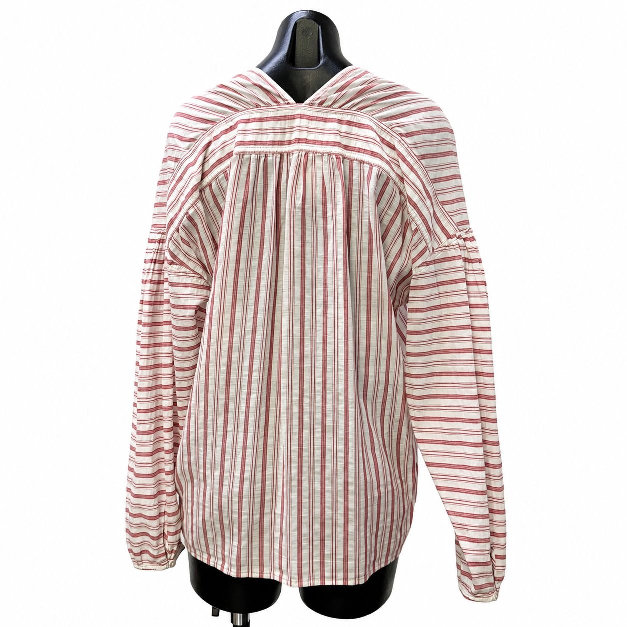 NWT Vince Red & White Striped Long Sleeve Cotton Blouse Size M