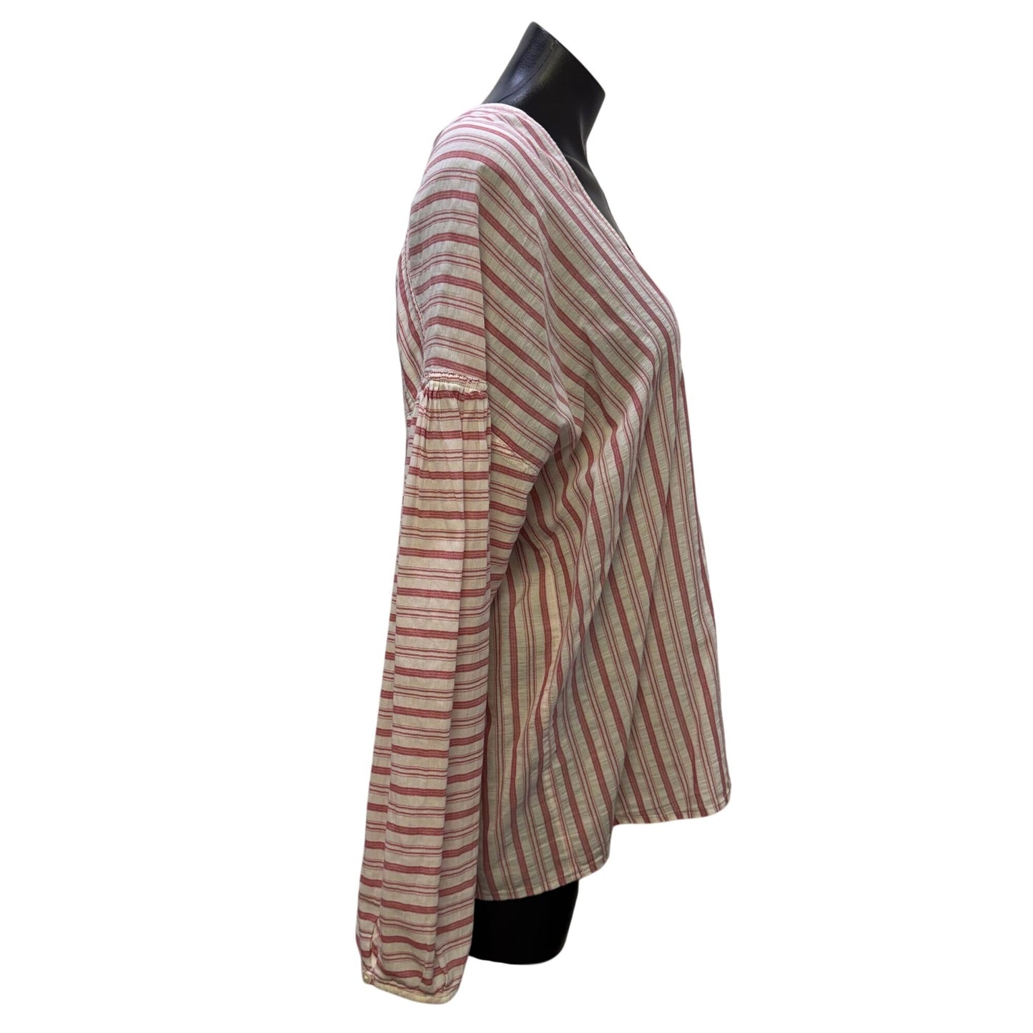 NWT Vince Red & White Striped Long Sleeve Cotton Blouse Size M