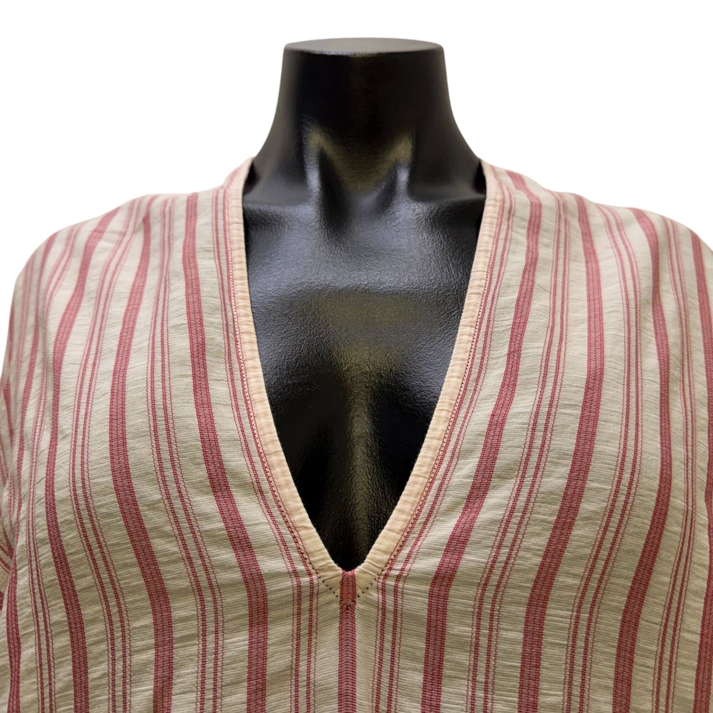 NWT Vince Red & White Striped Long Sleeve Cotton Blouse Size M