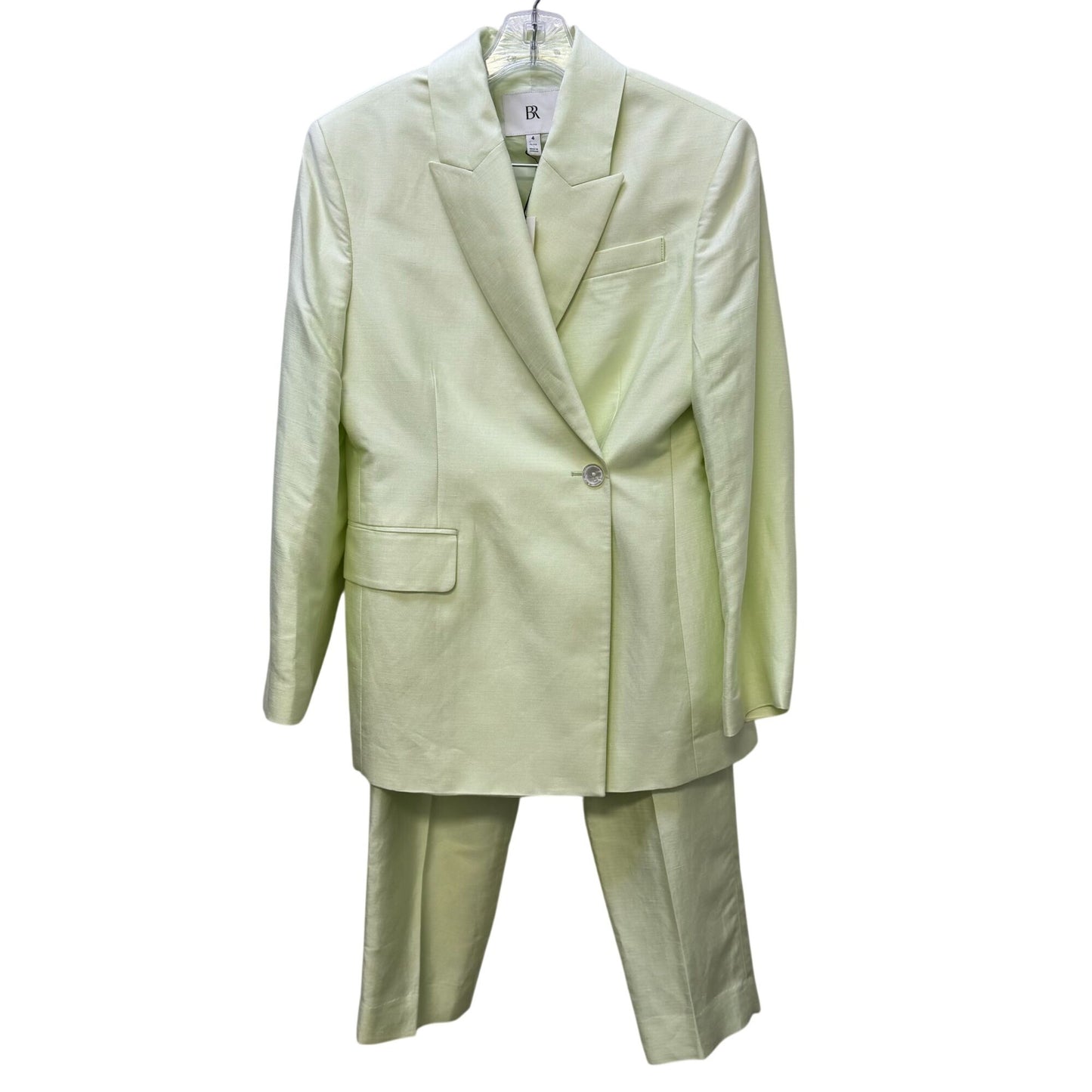 NWT Banana Republic Petite Lime Green Pantsuit Set Blazer & Trousers 4