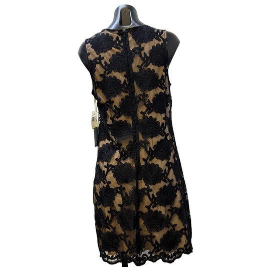 NWT Cece Black & Tan Lace Overlay Sleeveless Shift Dress Size 8