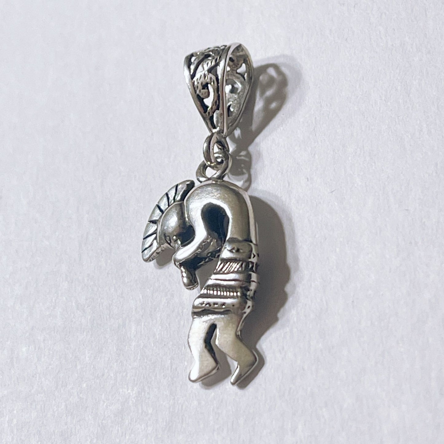 Sterling Silver Kokopelli Pendant With Intricate Tribal Design