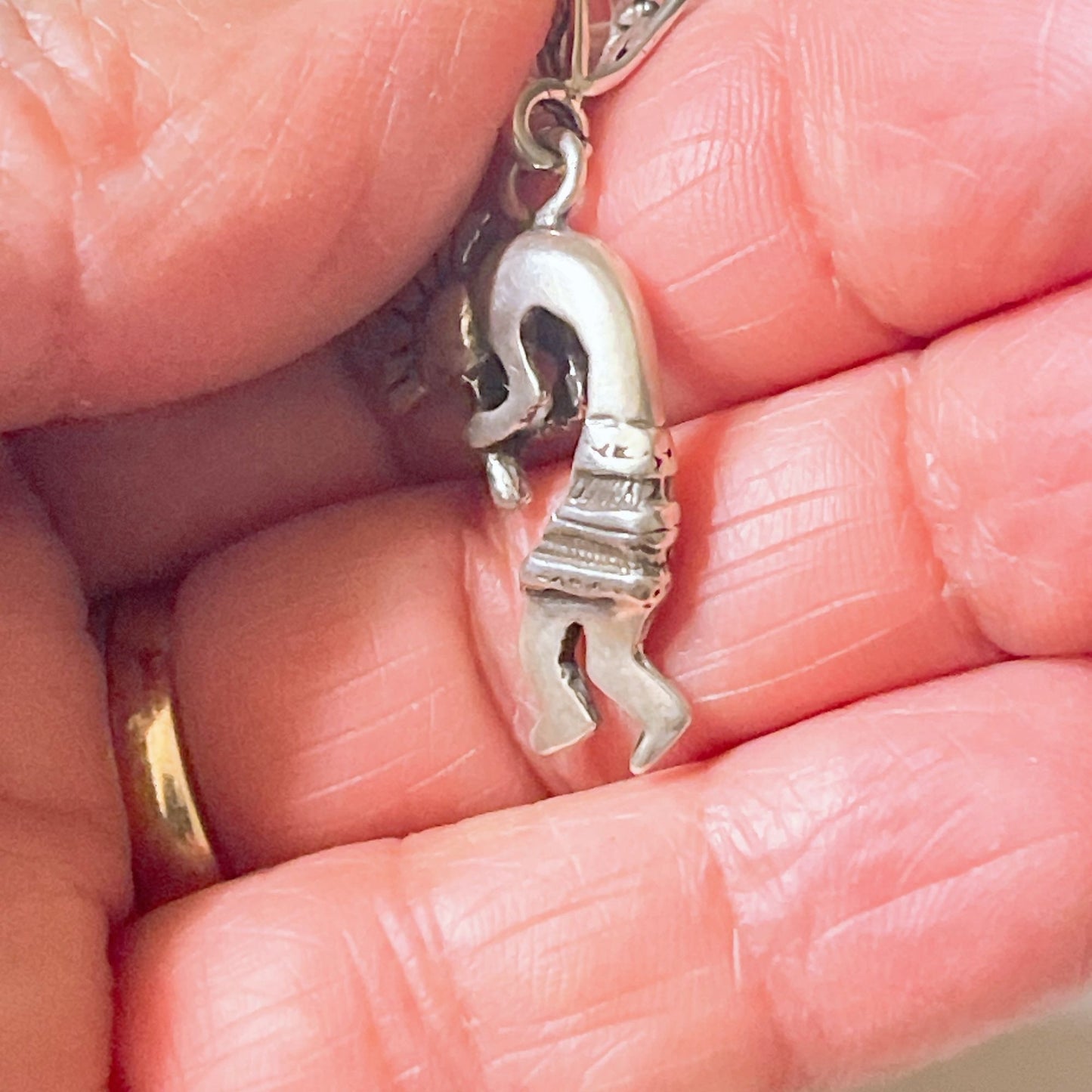 Sterling Silver Kokopelli Pendant With Intricate Tribal Design