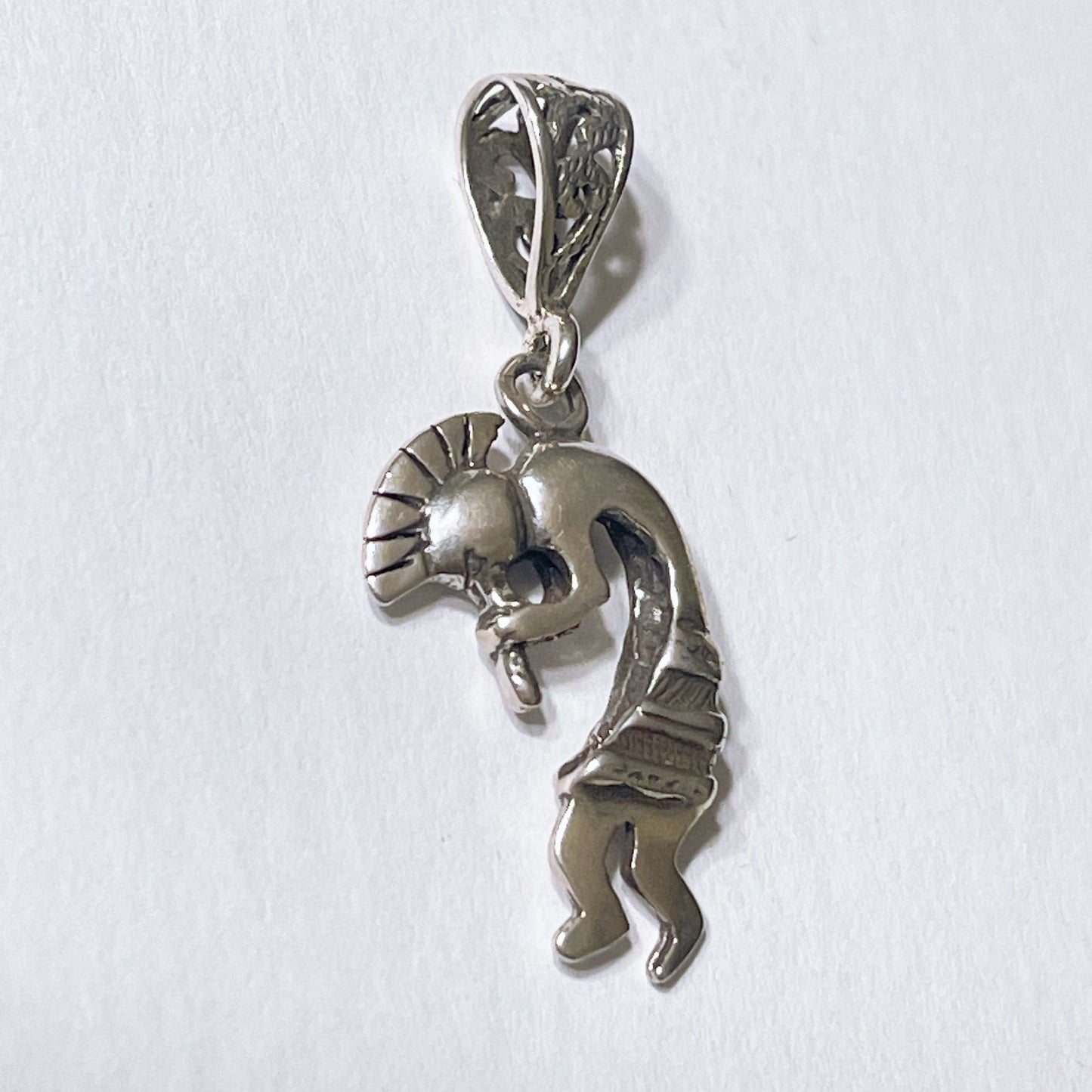 Sterling Silver Kokopelli Pendant With Intricate Tribal Design