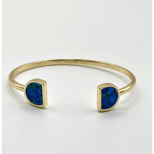 Kendra Scott Gold Tone Cuff Bracelet With Blue Stone Insets