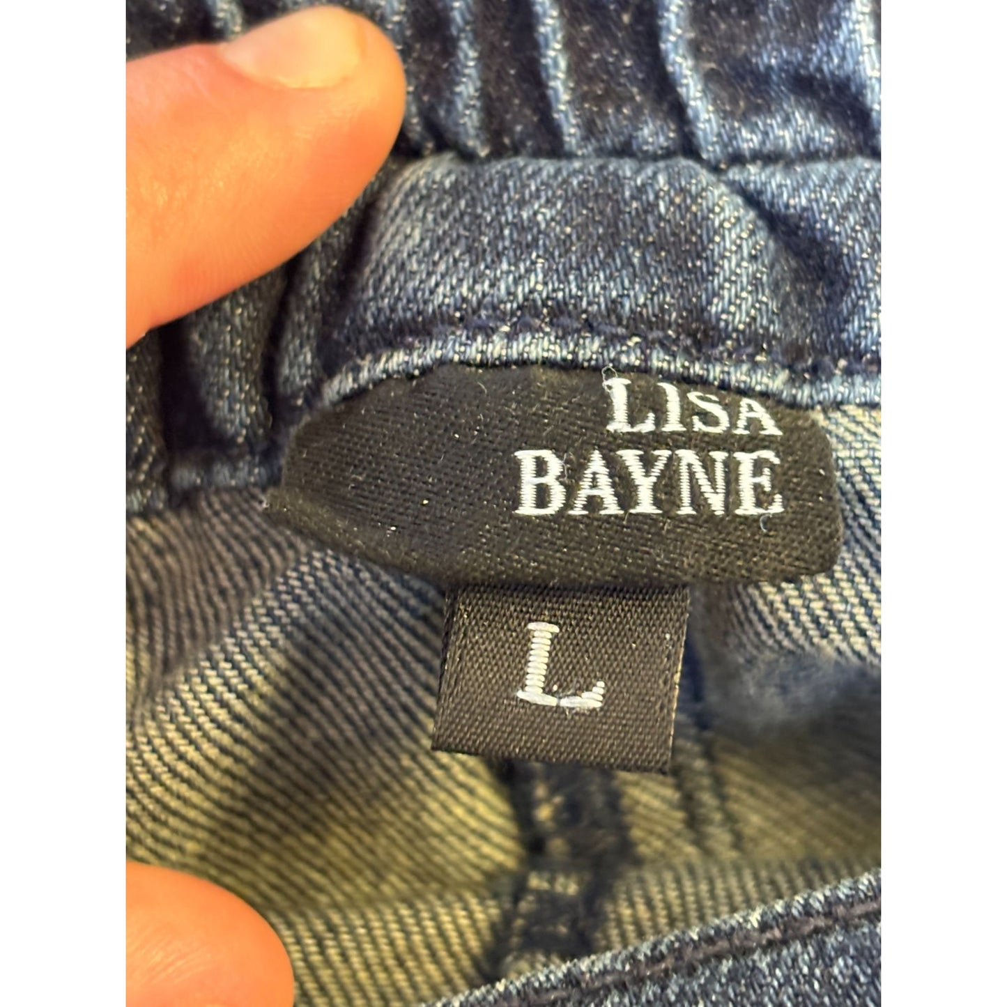 Lisa Bayne Wide Leg Denim Blue Jeans Size L