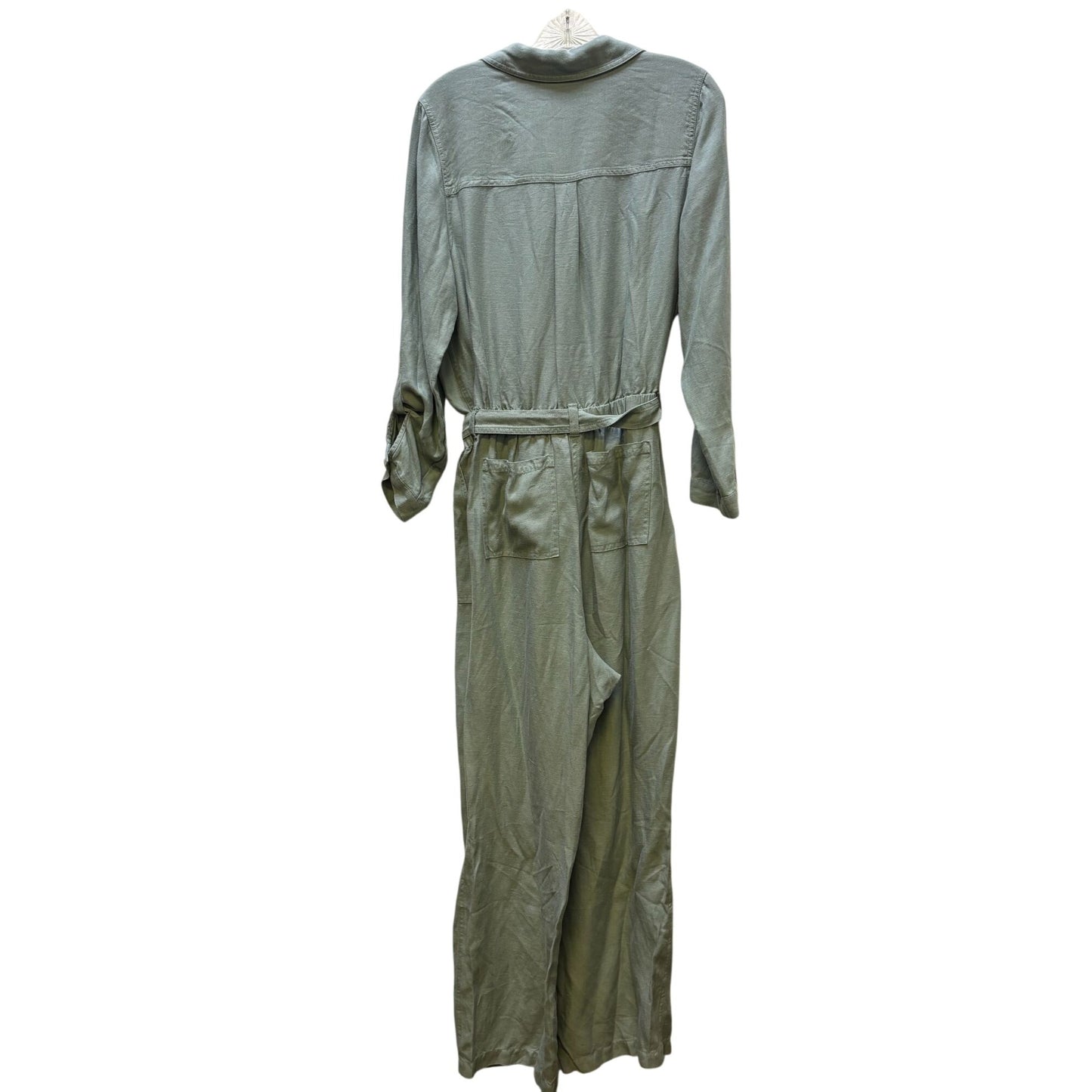 NWT Soft Surroundings Green Button-Up Belted Jumpsuit  14P