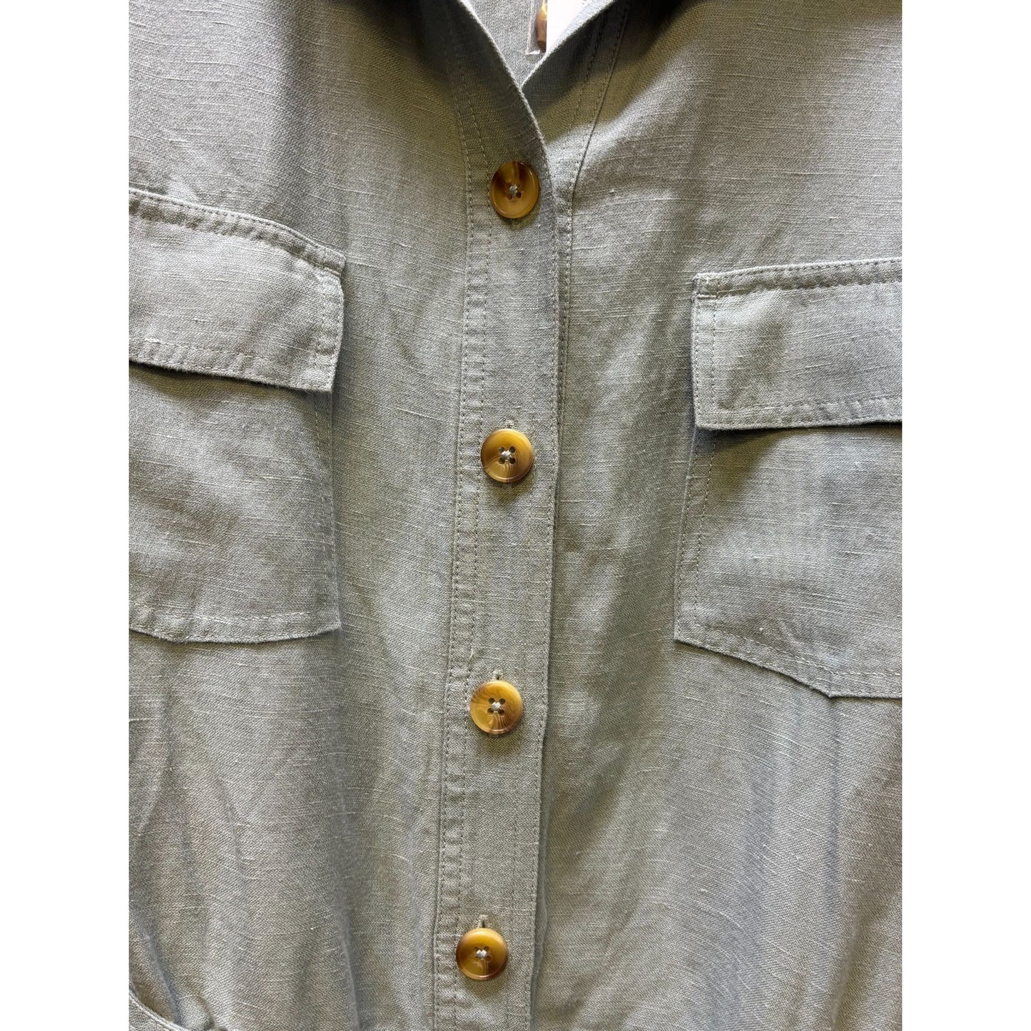 NWT Soft Surroundings Green Button-Up Belted Jumpsuit  14P