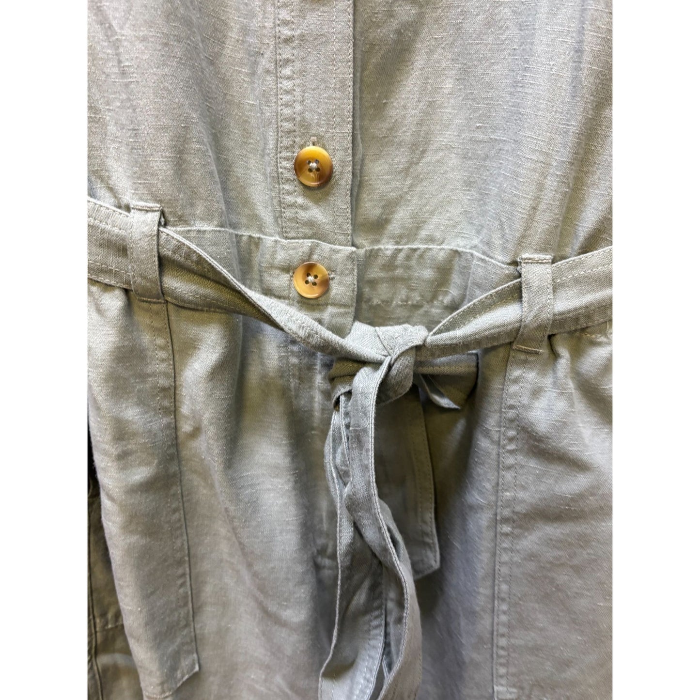 NWT Soft Surroundings Green Button-Up Belted Jumpsuit  14P