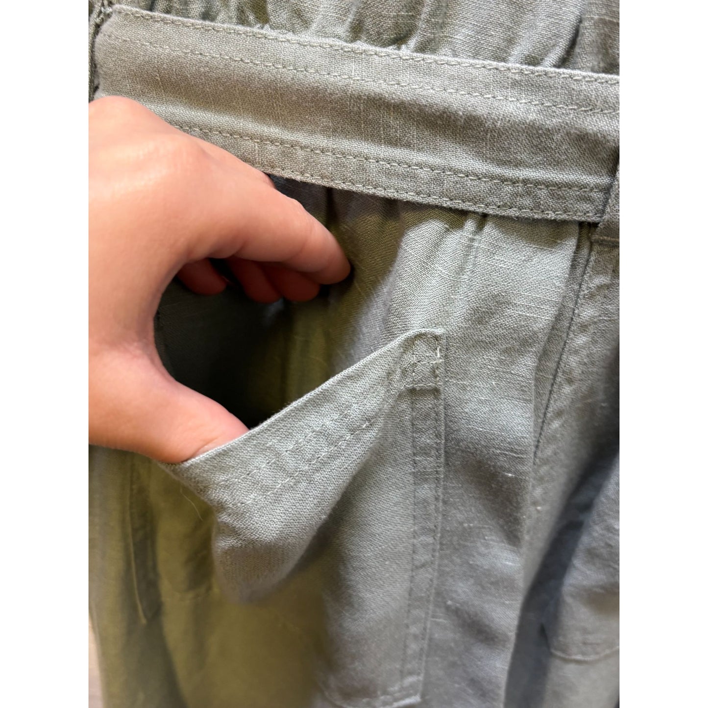 NWT Soft Surroundings Green Button-Up Belted Jumpsuit  14P