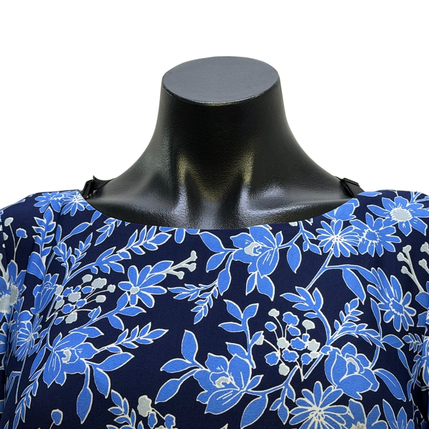 NWT Eliza J Blue Floral Print Dress With Gold Size 8