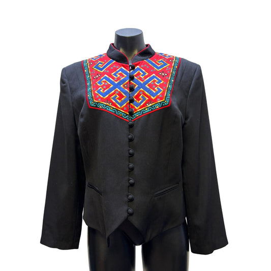 Hairston Roberson Rodeo Jacket Black Embroidered Front Button Size 12