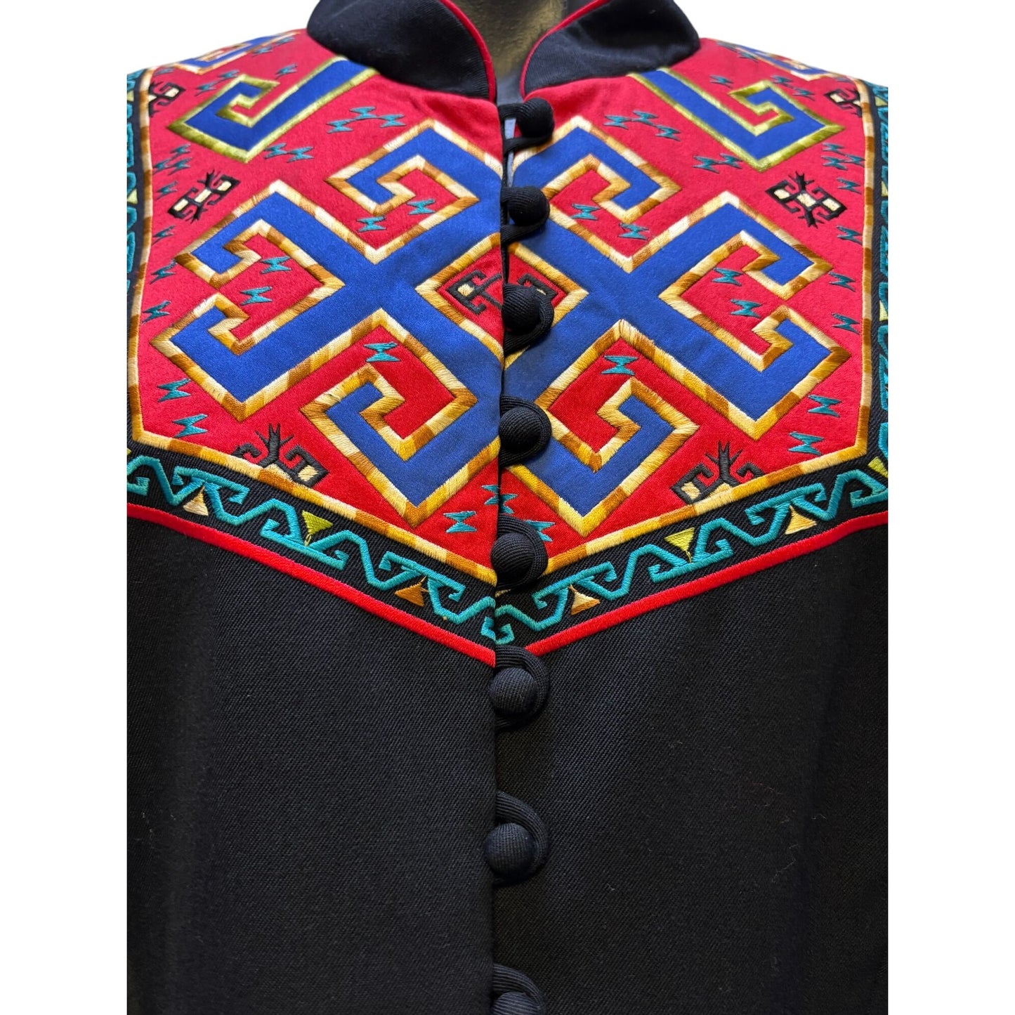 Hairston Roberson Rodeo Jacket Black Embroidered Front Button Size 12