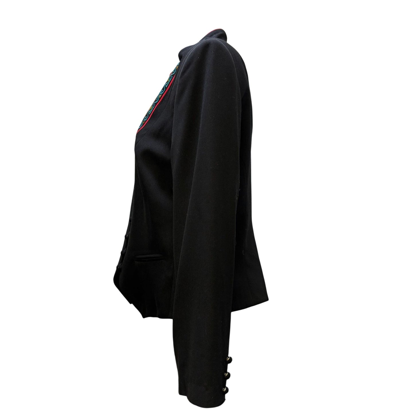 Hairston Roberson Rodeo Jacket Black Embroidered Front Button Size 12