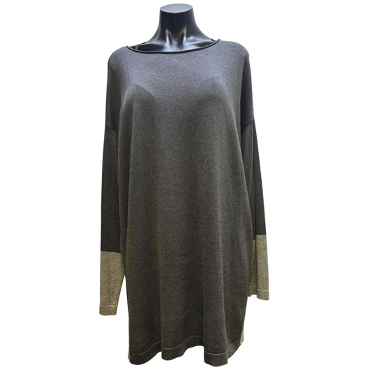 Eileen Fisher Bateau Neck Blouse Gray M